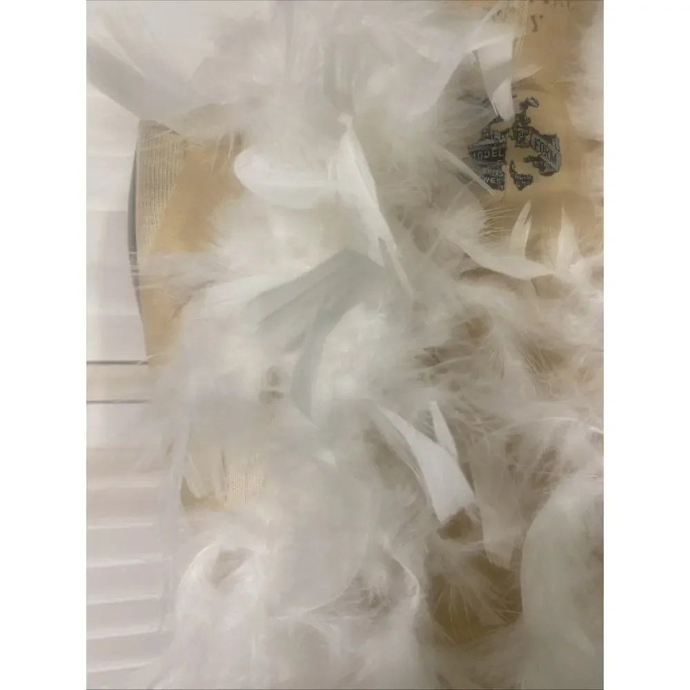 White Marabou Fluffy Boa Feather Trim Scarf Wrap 78” Long Costume Halloween Fun